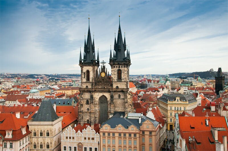 A weekend in Prague - View of Tyn Church from Old Town Hall Tower