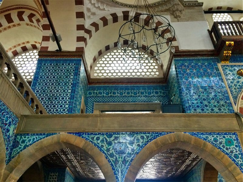 Stunning blue tiles in Rustem Pasha's mosque in Istanbul