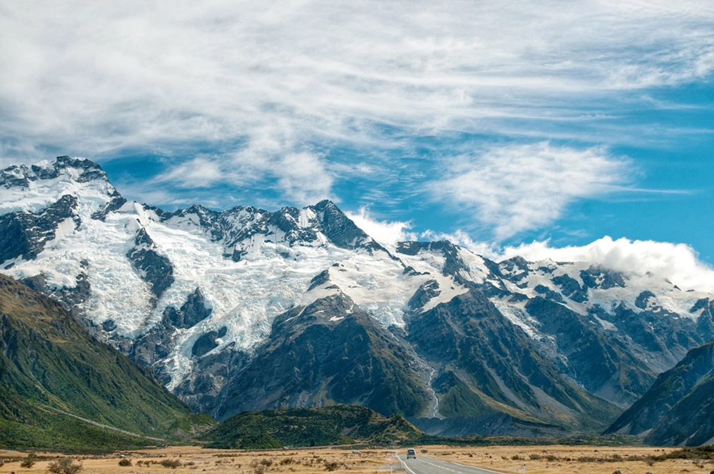 Approaching Mt Cook National Park from Lake Pukaki