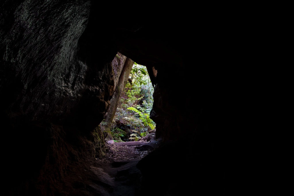 View from rockfall tunnel on Grand Canyon walk in Blue Mountains