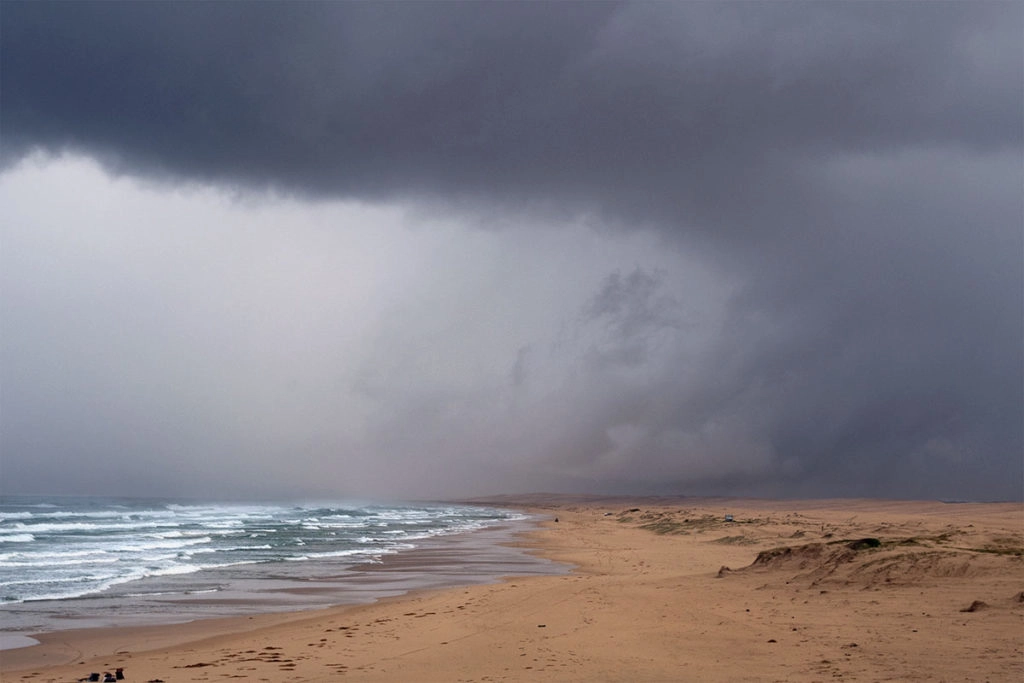 Stockton beach in the storm