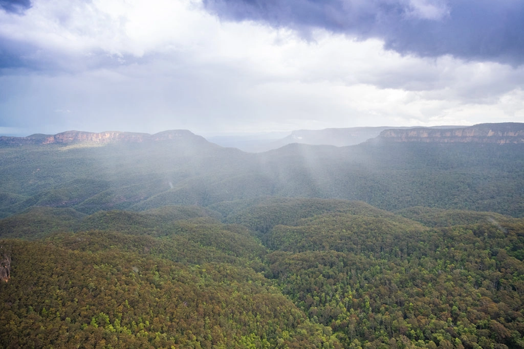 Stormy sky over Jamison Valley Blue Mountains