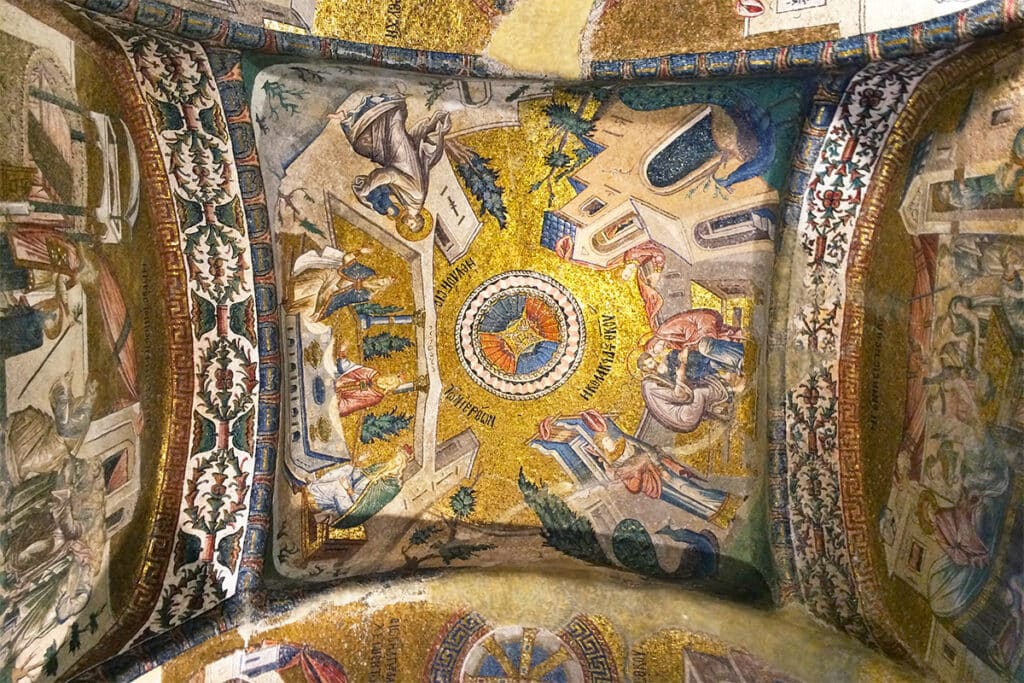 Mosaic on the ceiling of Chora Church - hidden gems in istanbul