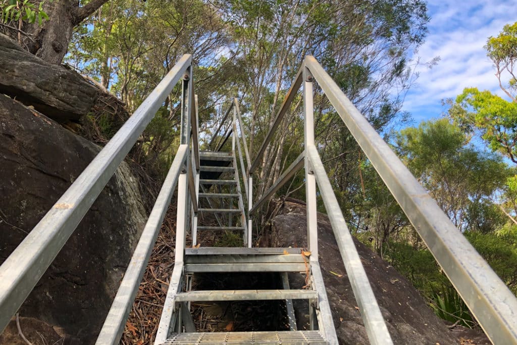 Metal stairs on Engadine Track