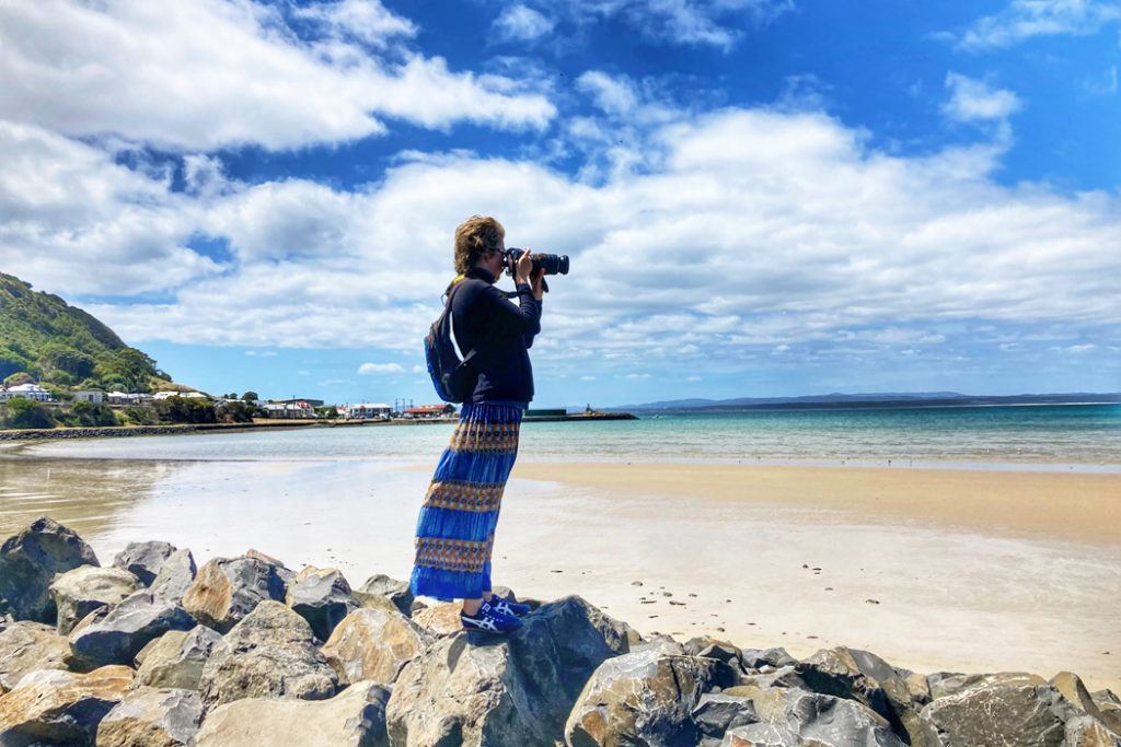 Photographing shorebirds along Tatlows beach