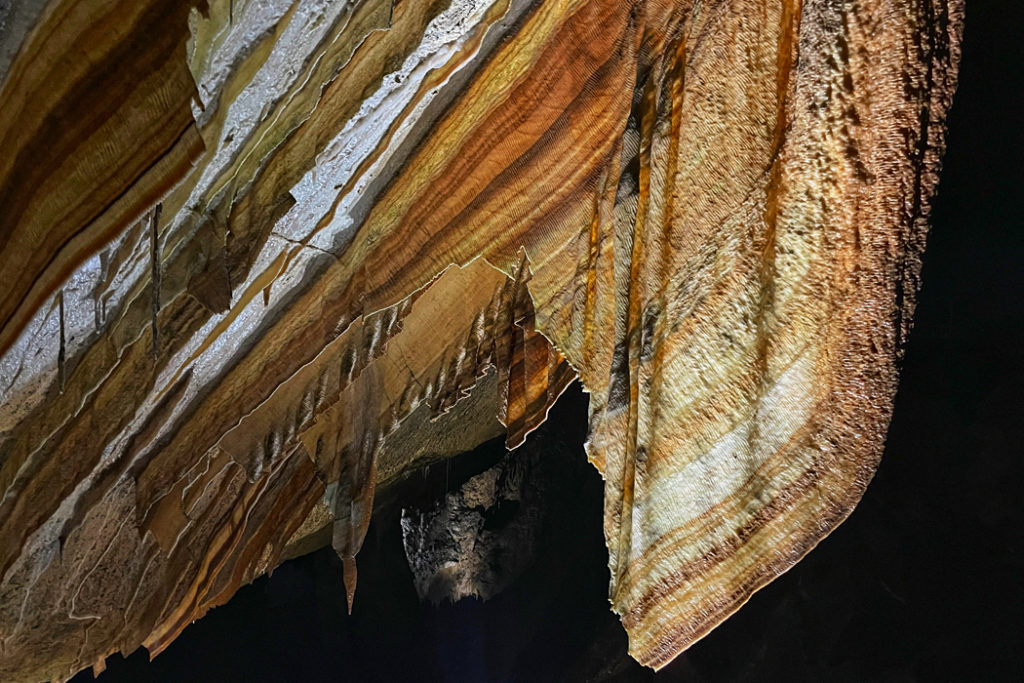 Calcite shawl at Gunns Plains caves