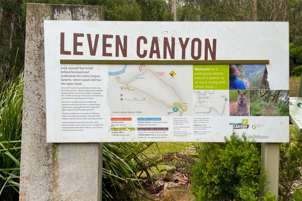 Leven canyon walk map