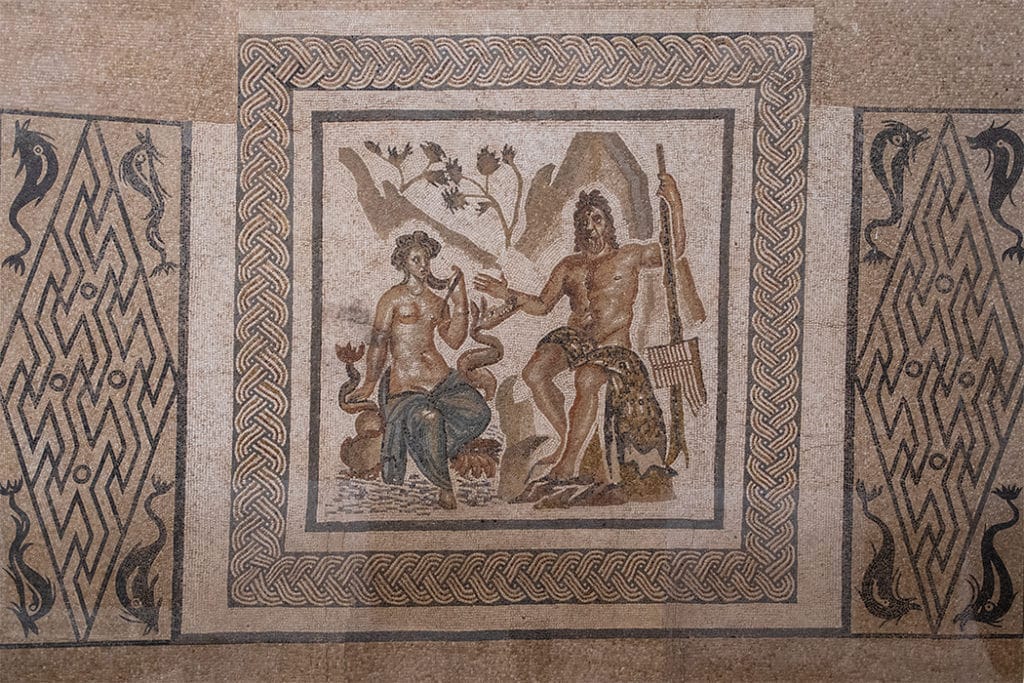 Roman mosaic Polyphemus and Galatea at Cordoba Alcazar
