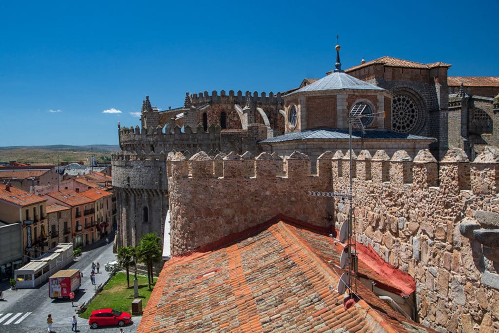 View of Avila cathedral from the wall