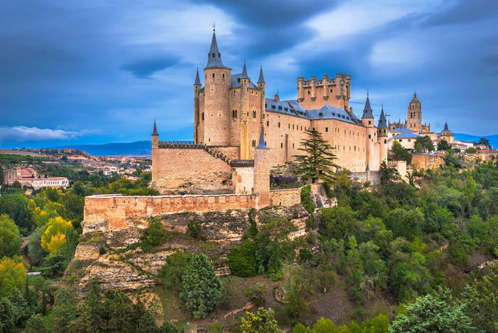 Alcazar of Segovia on the top of the hill