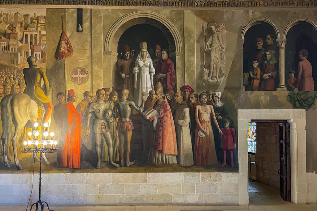 Painting of coronation of Isabella in segovia alcazar