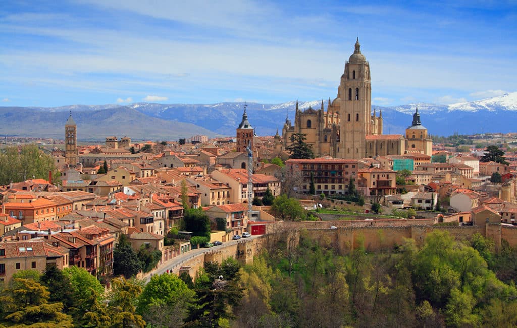 Segovia city wall and the cathedral