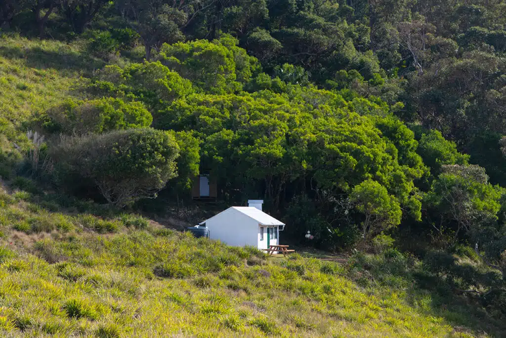 White shack on Burning Palm beach