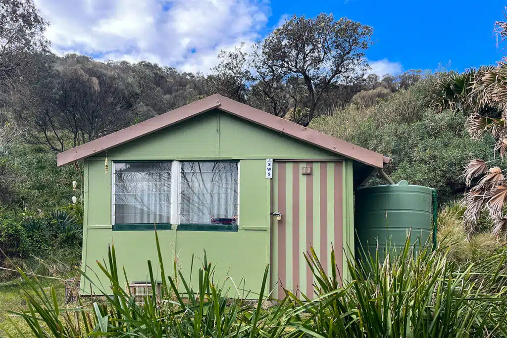 Green shack on Burning Palm beach