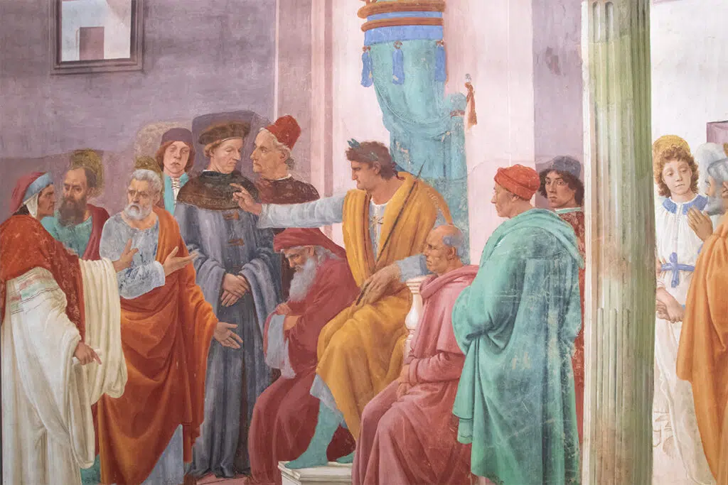 Brancacci chapel, Florence. Disputation with Simon Magus and Crucifixion of Peter (1482)