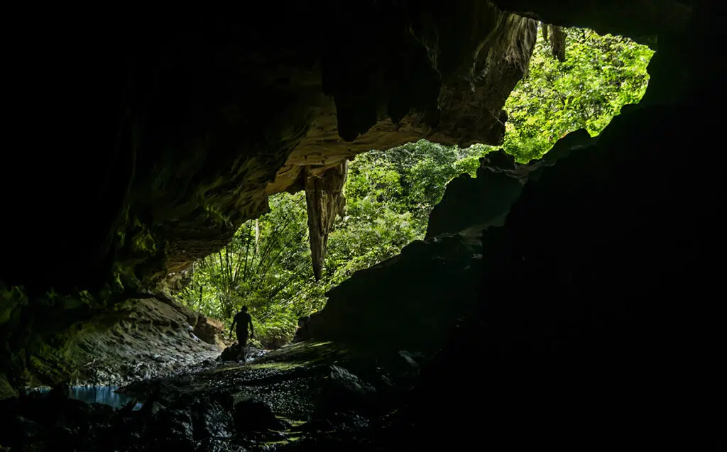 cave on cheow lan lake in Khao Sok National Park