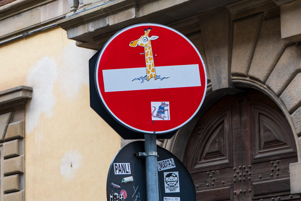 Clet street art in Florence