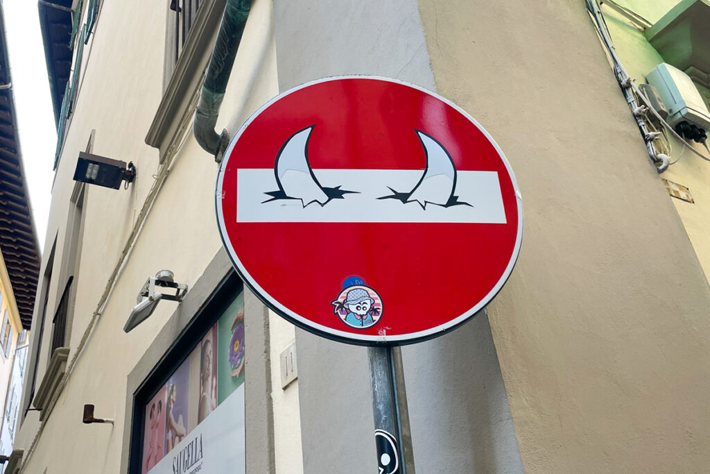 Clet's street art in Florence