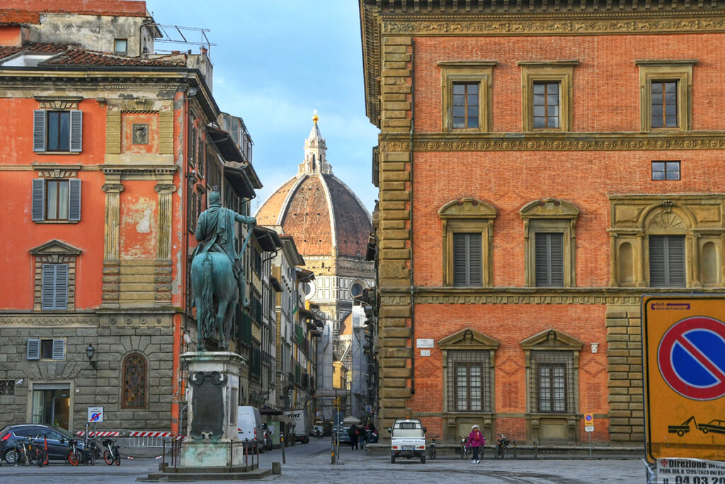 Piazza della Santissima Annunziata in Florence in winter