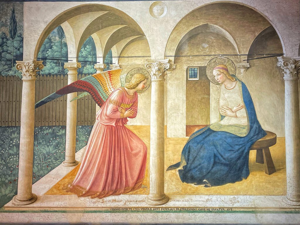 Fra Angelico. Annunciation fresco in San Marco monastery in Florence