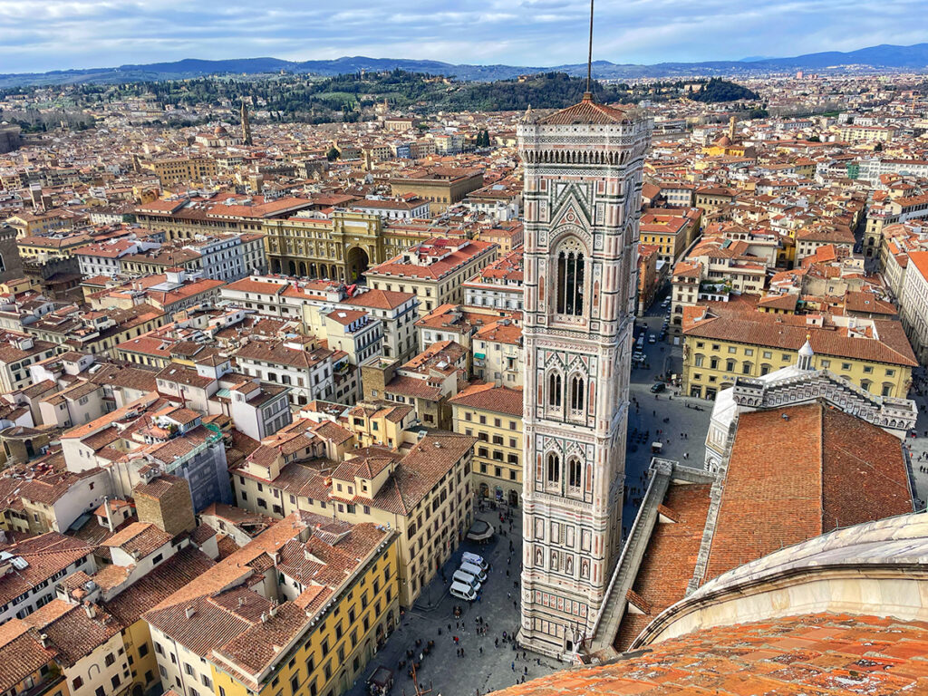 3 days in Florence in Winter - view of the Campanile from the Duomo dome