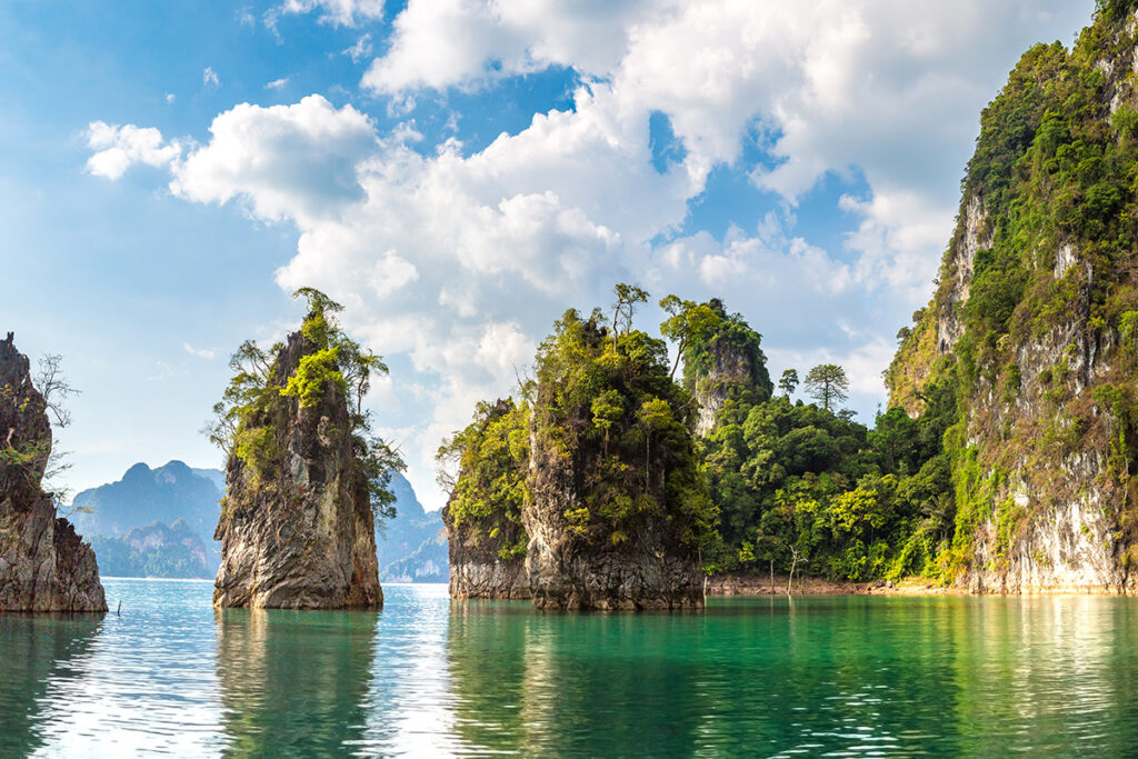 Limestone cliffs towering from Cheow Lan Lake