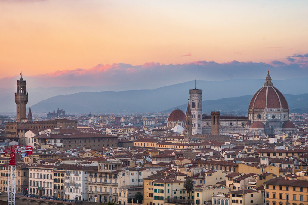 Things to do in Florence in winter - catch Sunset view from Piazza Michelangelo