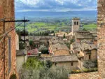 Framed view from Fontabella Street in Assisi