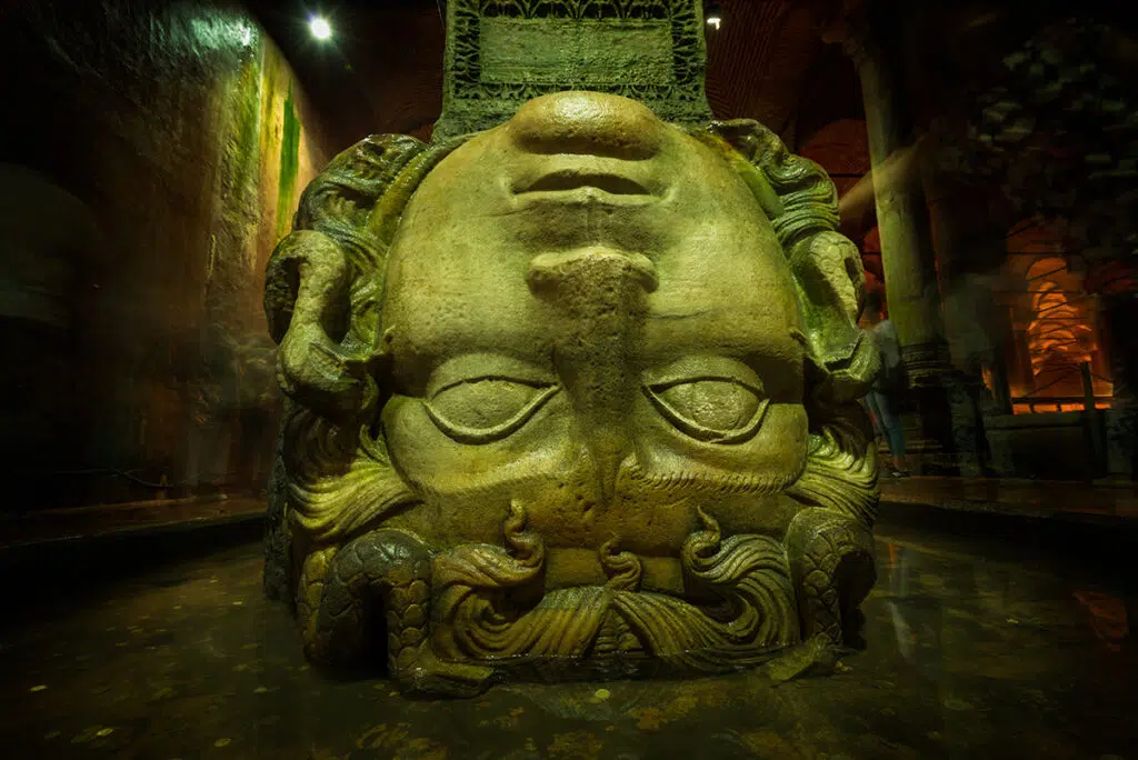 Medusa head in Basilica cistern of Constantinople