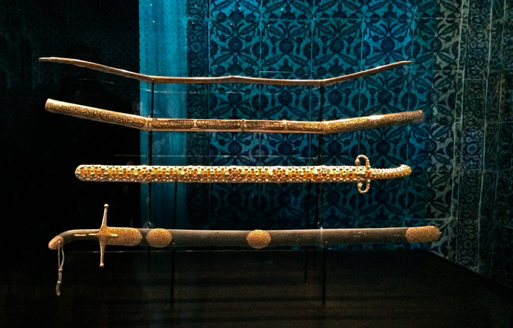 Prophet Muhammed's swords and bow at Topkapi Palace