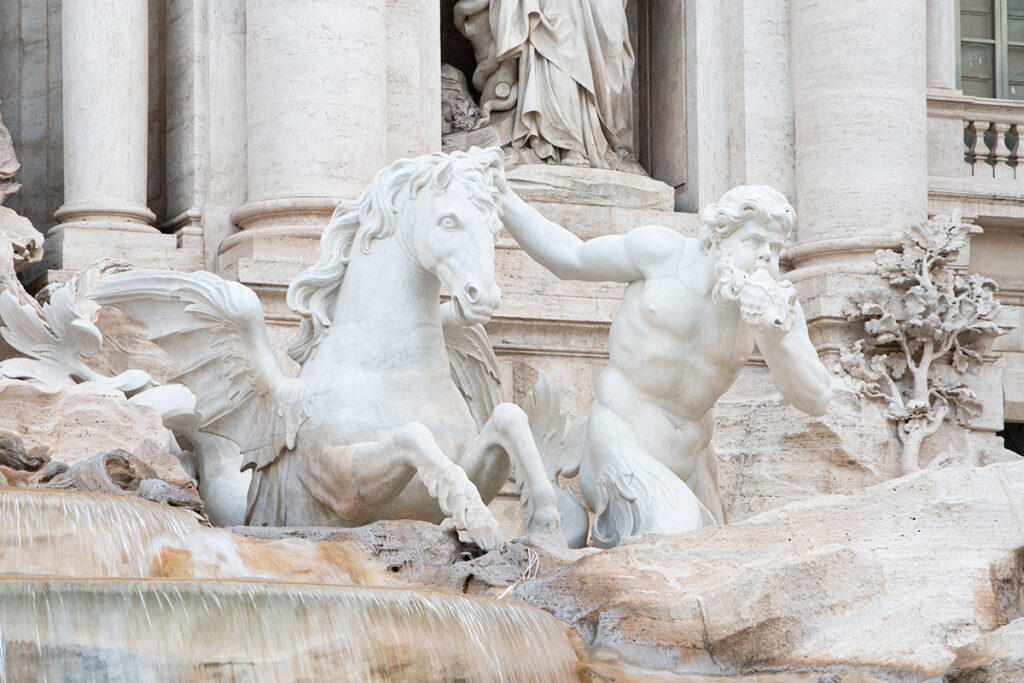 Detail of Trevi Fountain in Rome