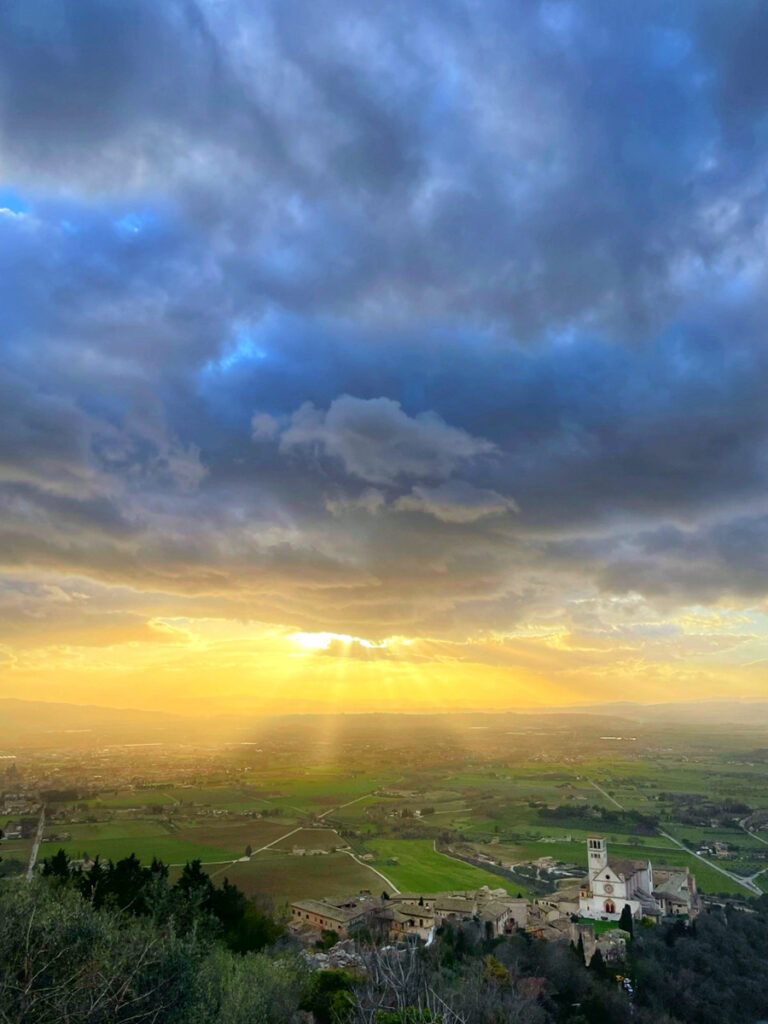 Sunset view from Rocca Maggiore in Assisi