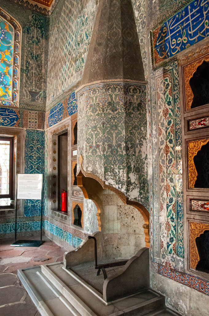 Traditional Ottoman fireplace in Topkapi palace harem