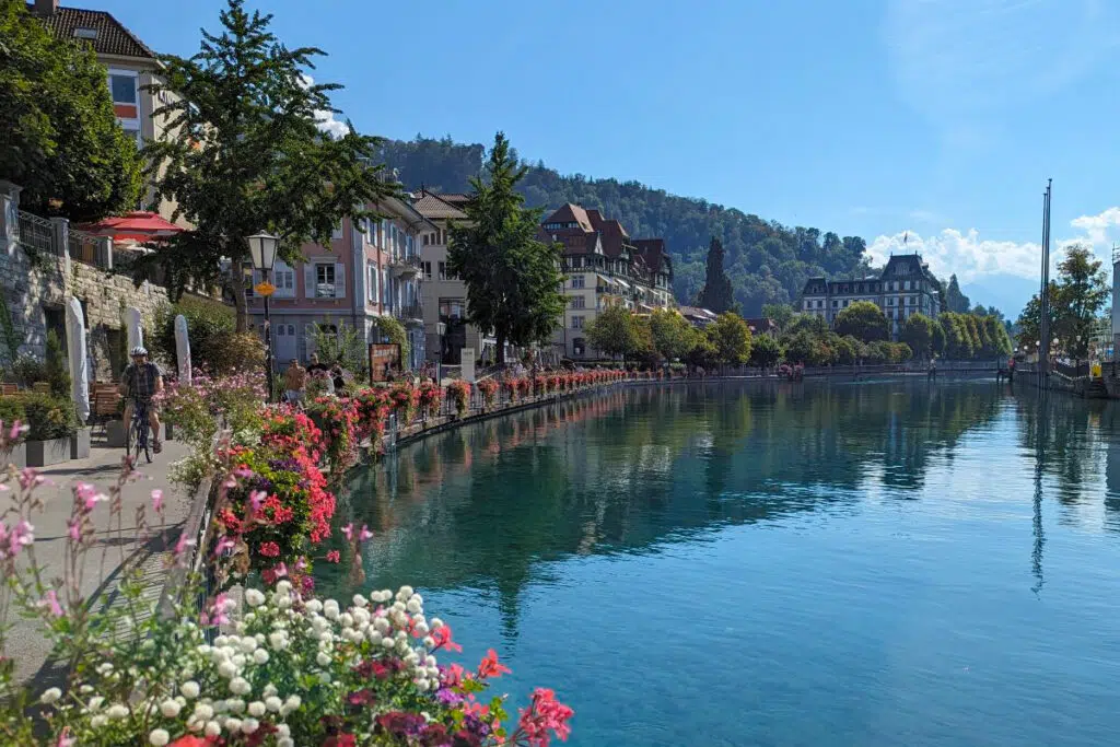 Switzerland nature - Aare River in the town of Thun
