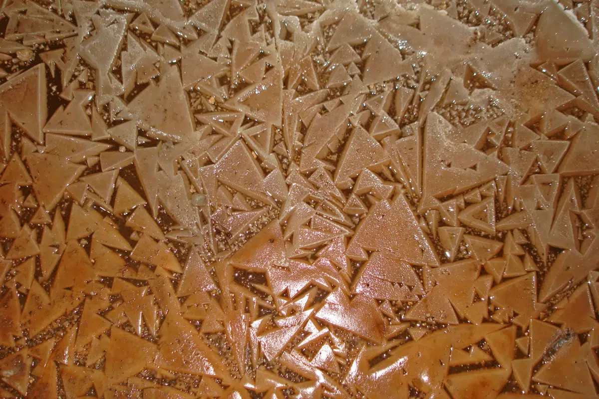 Unusual pool spar triangular formation on in a cave in Kanchanaburi