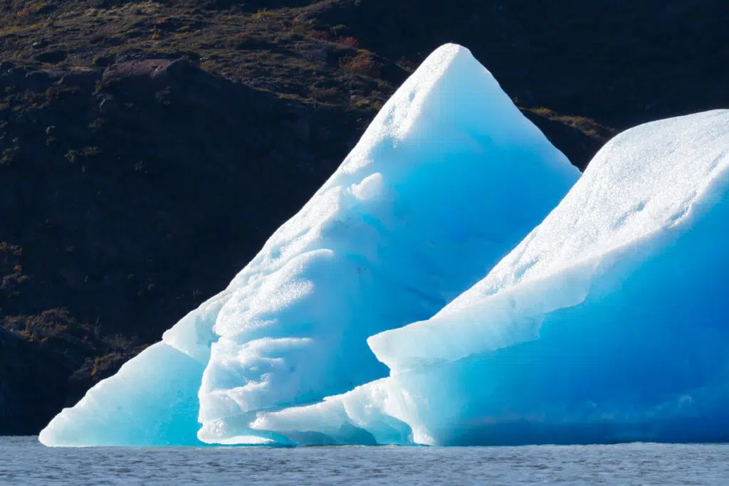 Patagonia in winter - iceberg on Grey lake in Torres del Paine National Park